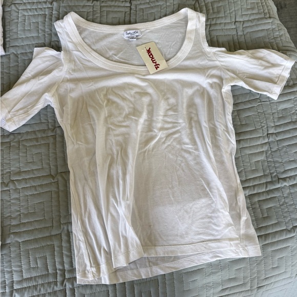 Splendid White Cold Shoulder Tee - Picture 1 of 2